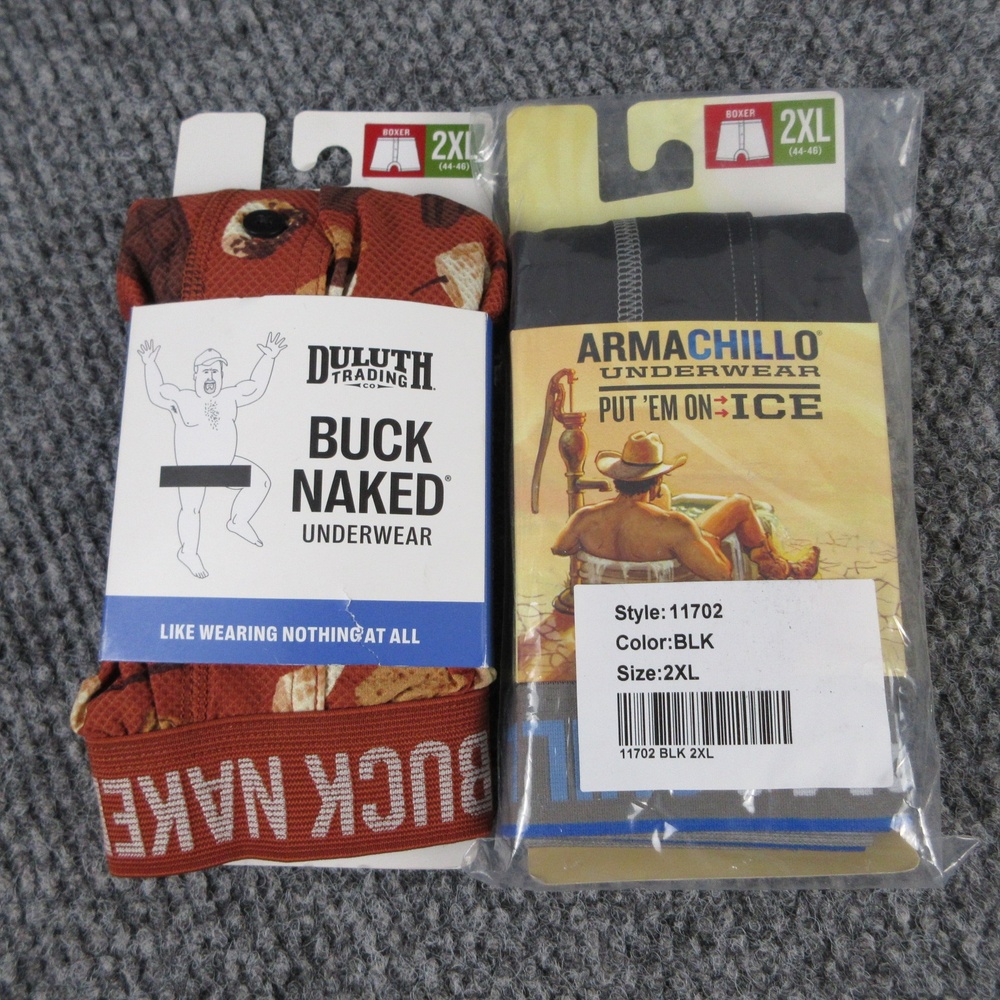 Duluth Trading Boxer Shorts Mens 2XL Multicolor Buck Naked Armachillo NWT